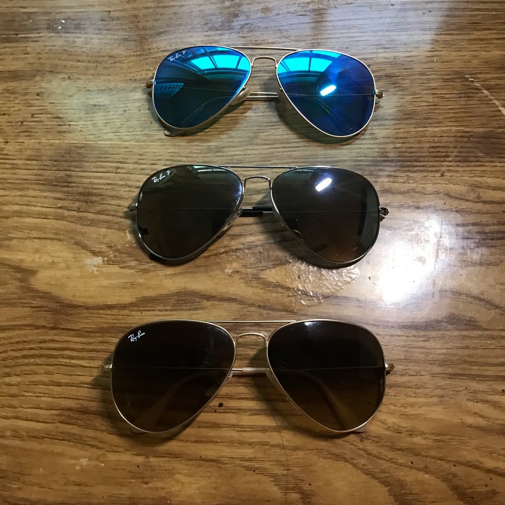 Three pairs of Ray ban sunglasses